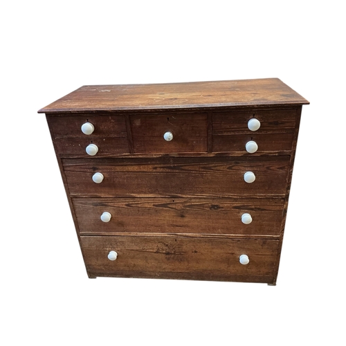 1080 - A Victorian pitch pine chest of eight drawers, width 122cm, depth 56cm, height 113cm