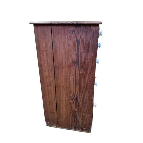 1080 - A Victorian pitch pine chest of eight drawers, width 122cm, depth 56cm, height 113cm