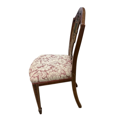 1090 - A set of four Edwardian, Sheraton Revival painted mahogany dining chairs, width 48cm, depth 40cm, he... 