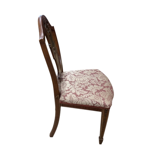 1090 - A set of four Edwardian, Sheraton Revival painted mahogany dining chairs, width 48cm, depth 40cm, he... 