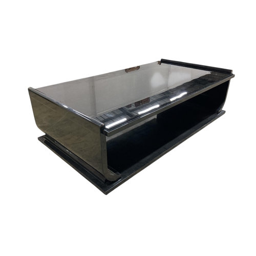 1092 - A Contemporary rectangular ebonized glass top coffee table, width 180cm, depth 102cm, height 51cm... 