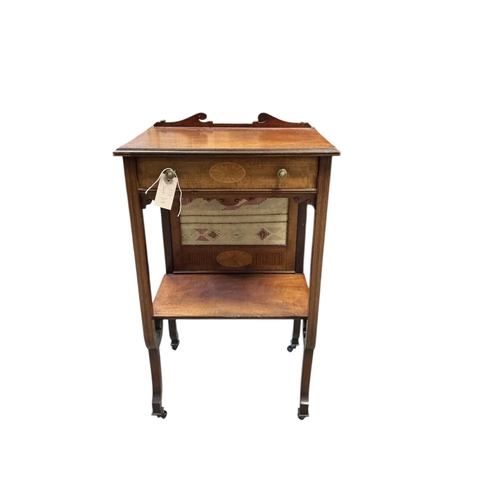 1094 - An Edwardian Edwards and Roberts inlaid mahogany firescreen occasional table, width 45cm, depth 34cm... 
