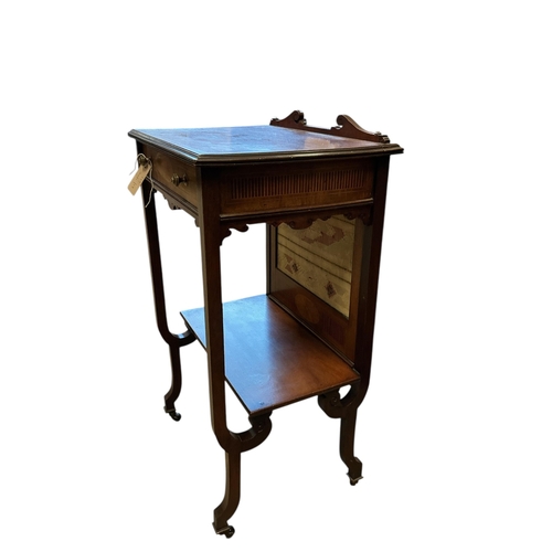 1094 - An Edwardian Edwards and Roberts inlaid mahogany firescreen occasional table, width 45cm, depth 34cm... 