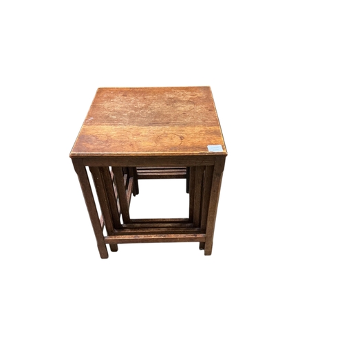 1101 - A quartetto of Arts & Crafts style oak tea tables, width 44cm, depth 45cm, height 54cm