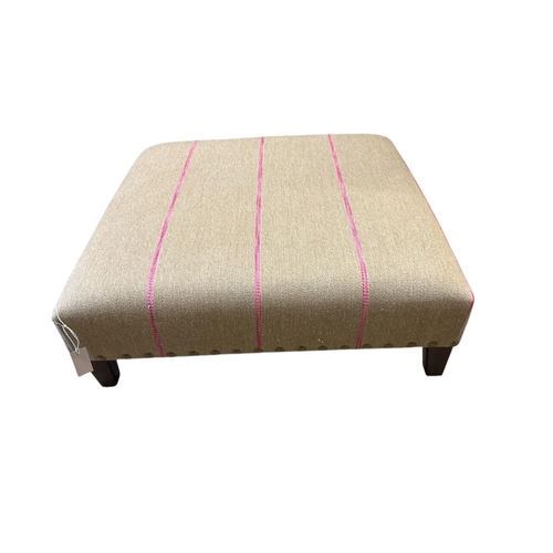 1103 - A Contemporary square footstool upholstered in Andrew Martin Desert Stripe Pink fabric on square tap... 