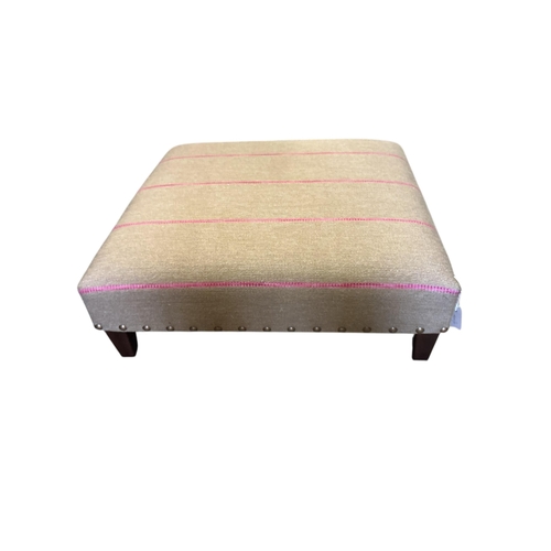 1103 - A Contemporary square footstool upholstered in Andrew Martin Desert Stripe Pink fabric on square tap... 