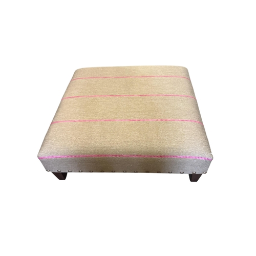 1103 - A Contemporary square footstool upholstered in Andrew Martin Desert Stripe Pink fabric on square tap... 