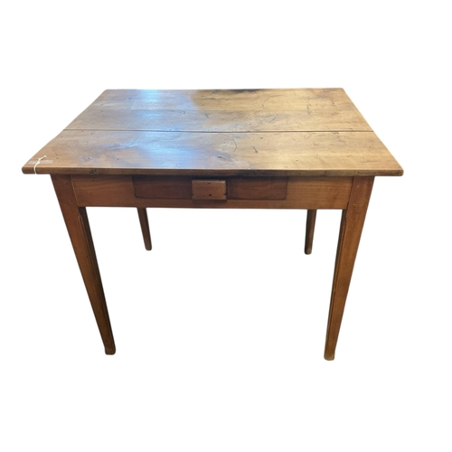 1104 - A 19th century French rectangular cherry kitchen table, width 91cm, depth 69cm, height 78cm