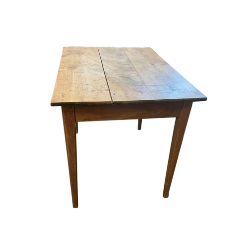 1104 - A 19th century French rectangular cherry kitchen table, width 91cm, depth 69cm, height 78cm