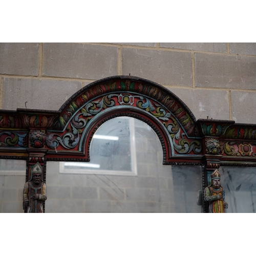 1117 - John Bratby (1928-1992): A monumental mirror backed buffet sideboard, polychrome decorated by the ar... 