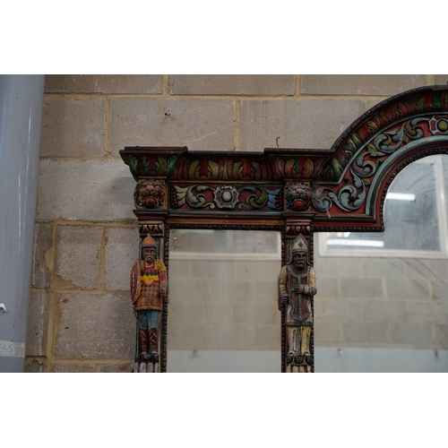 1117 - John Bratby (1928-1992): A monumental mirror backed buffet sideboard, polychrome decorated by the ar... 