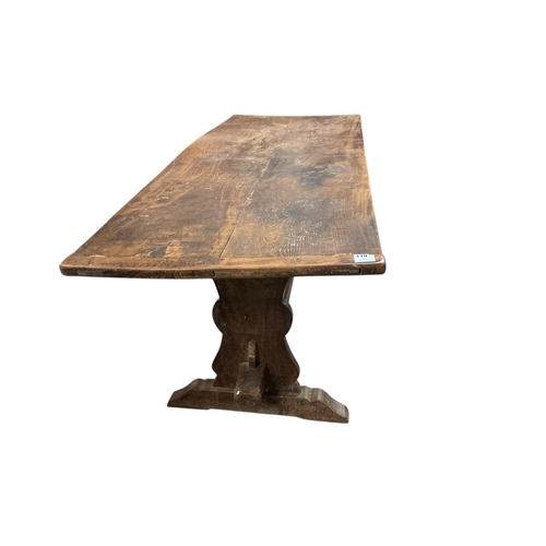 1119 - A 17th century style rectangular oak refectory table, width 182cm, depth 31cm, height 73cm