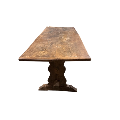 1119 - A 17th century style rectangular oak refectory table, width 182cm, depth 31cm, height 73cm