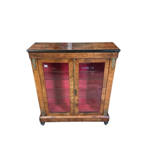 1126 - A Victorian gilt metal mounted inlaid walnut pier cabinet, width 91cm, depth 29cm, height 106cm... 