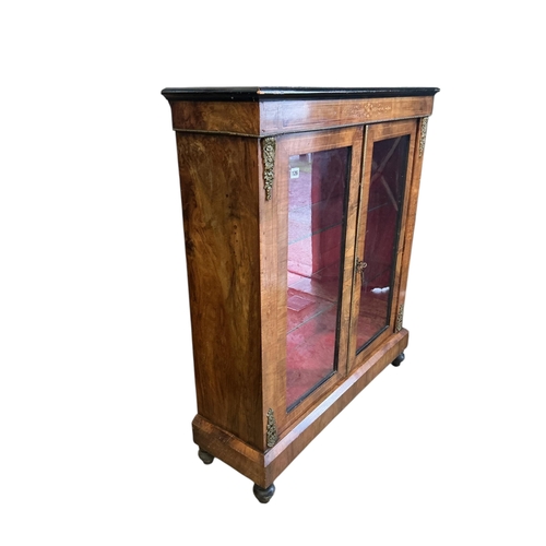 1126 - A Victorian gilt metal mounted inlaid walnut pier cabinet, width 91cm, depth 29cm, height 106cm... 