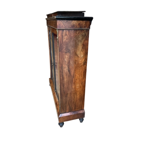 1126 - A Victorian gilt metal mounted inlaid walnut pier cabinet, width 91cm, depth 29cm, height 106cm... 