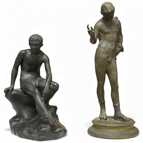 1253 - After the Antique - two bronze classical figures, tallest 28cm