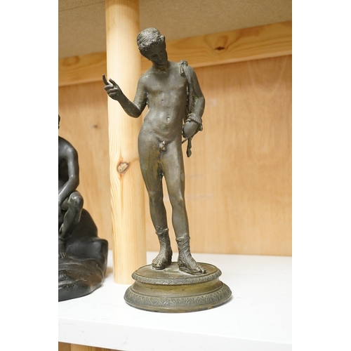 1253 - After the Antique - two bronze classical figures, tallest 28cm