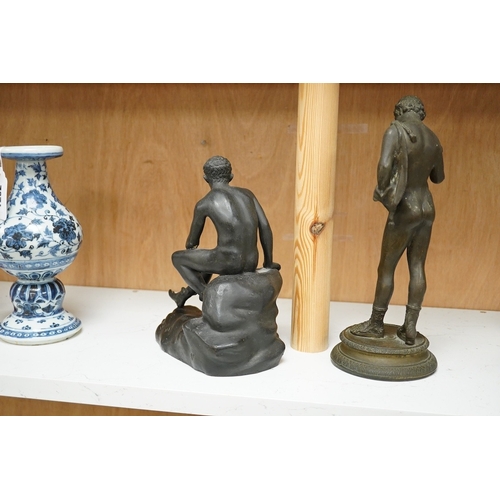 1253 - After the Antique - two bronze classical figures, tallest 28cm