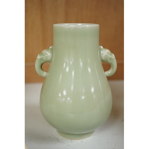 1259 - A Chinese stem cup, Boys bowl and a celadon bulbous pot, tallest 12cm