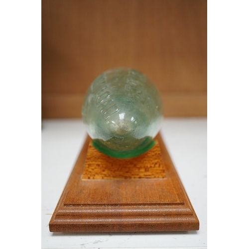 1263 - A Shoolbred & Co pressed glass bottle, on stand, bottle  25cm