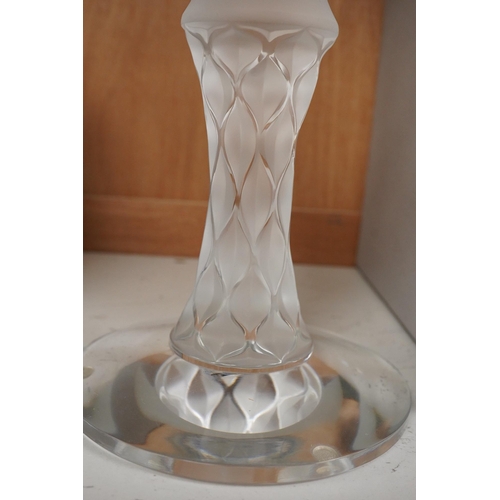 1268 - A modern Lalique glass candlestick, signed to the base, with original box, 20cm high