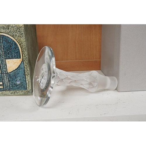 1268 - A modern Lalique glass candlestick, signed to the base, with original box, 20cm high