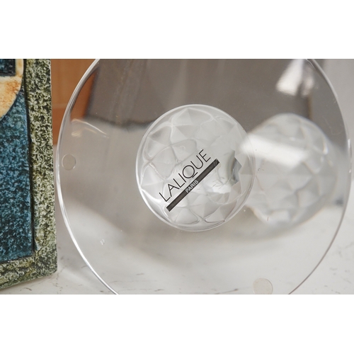 1268 - A modern Lalique glass candlestick, signed to the base, with original box, 20cm high