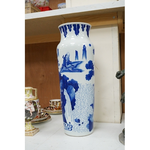 1276 - A Chinese Kangxi-style blue and white figural vase, 39cm