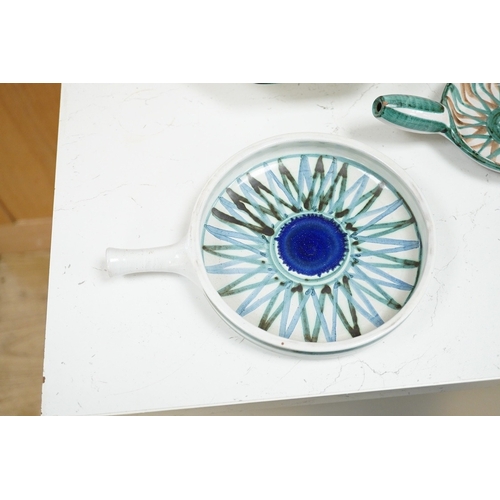 1278 - Robert Picault (French, 1919-2000), a Vallauris studio pottery dish and two handled dishes, larger d... 