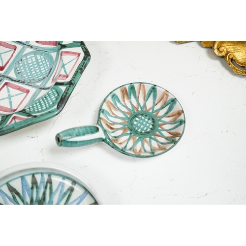 1278 - Robert Picault (French, 1919-2000), a Vallauris studio pottery dish and two handled dishes, larger d... 