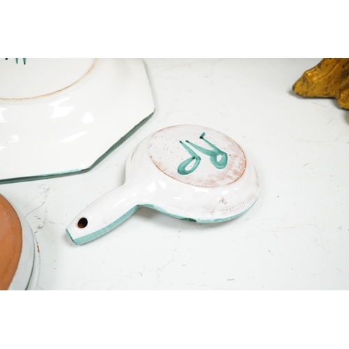 1278 - Robert Picault (French, 1919-2000), a Vallauris studio pottery dish and two handled dishes, larger d... 