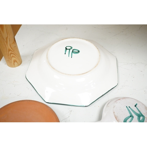 1278 - Robert Picault (French, 1919-2000), a Vallauris studio pottery dish and two handled dishes, larger d... 