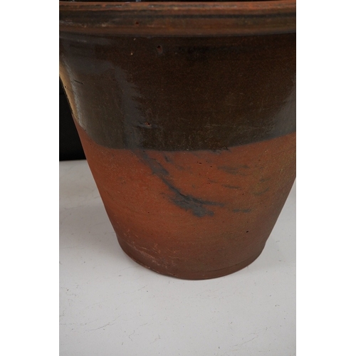 1280 - A Welsh part-glazed earthenware 'dairy crock', 39cm high