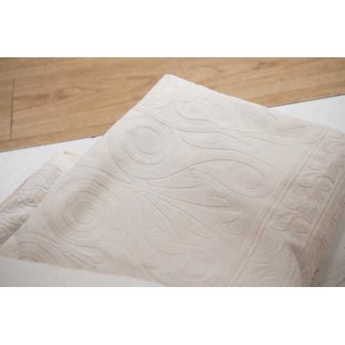 1284 - A 19th century Elephant brand style bedcover- 262cm x 236cm and two other similar bedcovers- 200cm x... 