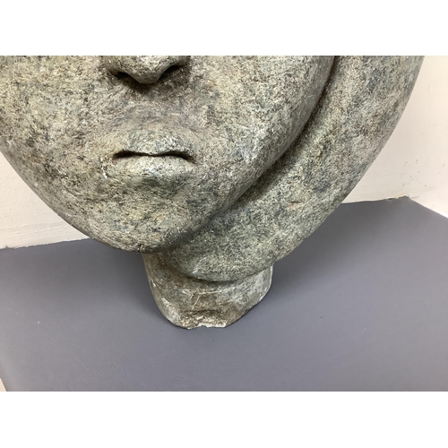 1286 - Style of Josia Manzi - a carved serpentine stone head, 37cm