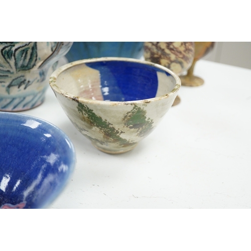 1287 - A Royal Doulton bowl and a collection of  mixed of Studio pottery, vases jugs etc, tallest vase 40cm... 