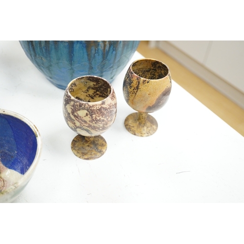 1287 - A Royal Doulton bowl and a collection of  mixed of Studio pottery, vases jugs etc, tallest vase 40cm... 