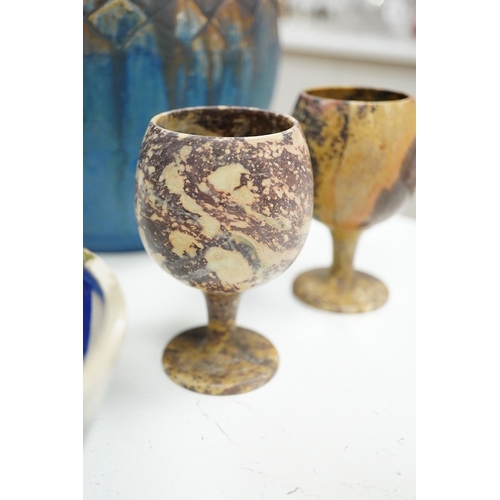 1287 - A Royal Doulton bowl and a collection of  mixed of Studio pottery, vases jugs etc, tallest vase 40cm... 