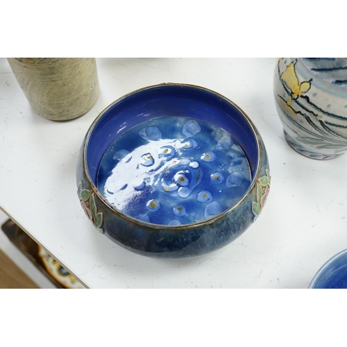 1287 - A Royal Doulton bowl and a collection of  mixed of Studio pottery, vases jugs etc, tallest vase 40cm... 