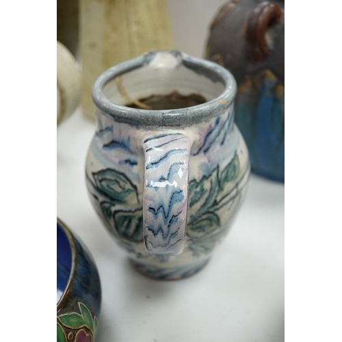 1287 - A Royal Doulton bowl and a collection of  mixed of Studio pottery, vases jugs etc, tallest vase 40cm... 