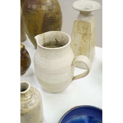 1287 - A Royal Doulton bowl and a collection of  mixed of Studio pottery, vases jugs etc, tallest vase 40cm... 