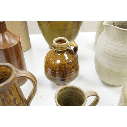 1287 - A Royal Doulton bowl and a collection of  mixed of Studio pottery, vases jugs etc, tallest vase 40cm... 