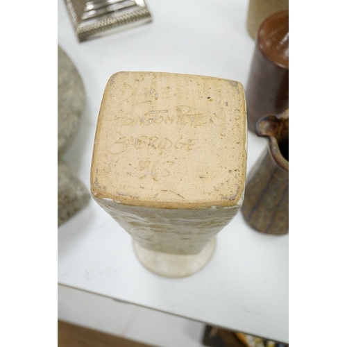 1287 - A Royal Doulton bowl and a collection of  mixed of Studio pottery, vases jugs etc, tallest vase 40cm... 