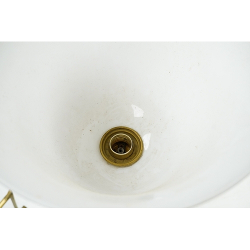 1290 - A vintage Mazda rosewood table lamp with opaque glass shade, 77cm high overall