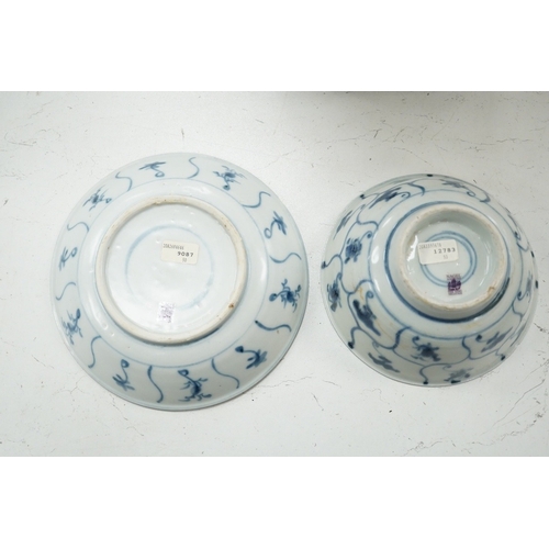 1293 - A Chinese Tek Sing Cargo blue and white bowl and saucer - 19cm