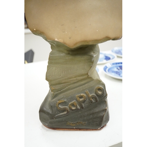 1294 - After Georges Trinque (1844-1930), a Art Nouveau terracotta Sapho bust, 58cm high