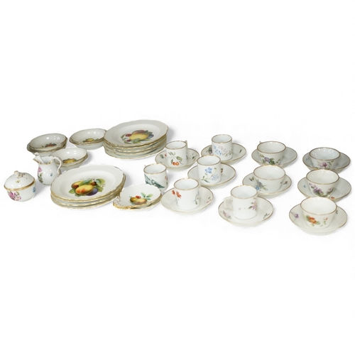 1297 - A collection of late Meissen tea and coffee wares to include fruit painted plates, cups and saucers ... 