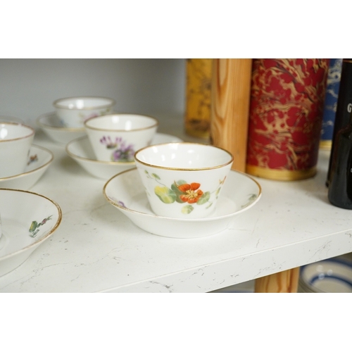 1297 - A collection of late Meissen tea and coffee wares to include fruit painted plates, cups and saucers ... 