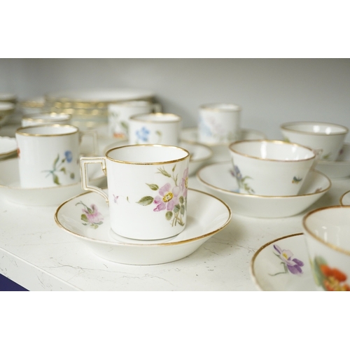 1297 - A collection of late Meissen tea and coffee wares to include fruit painted plates, cups and saucers ... 